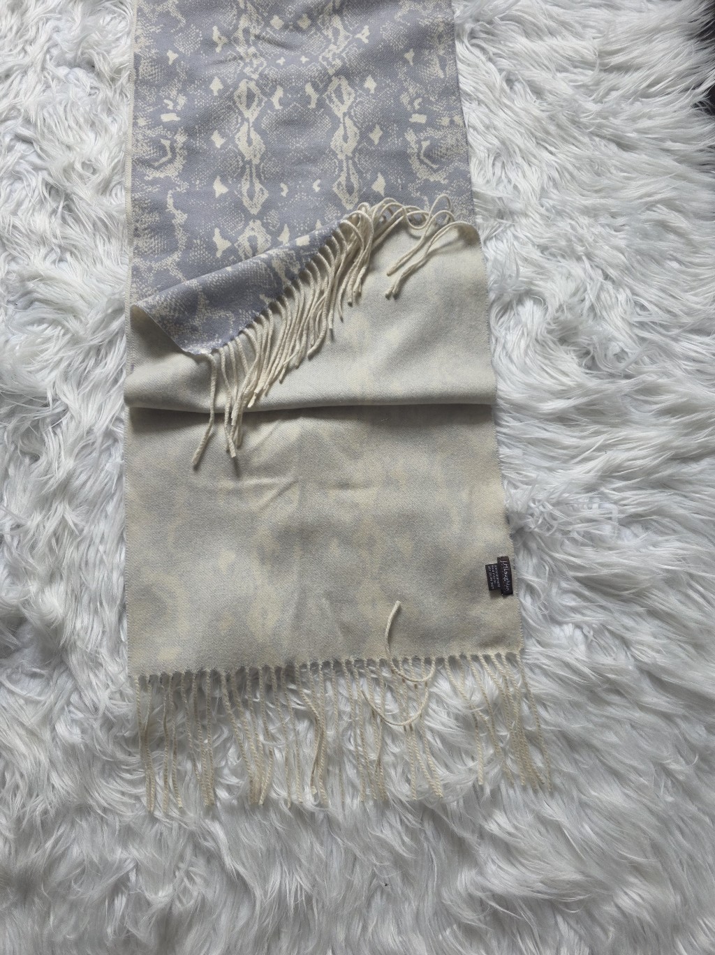 J Mclaughlin Cream And Pale Cashmere Scarf